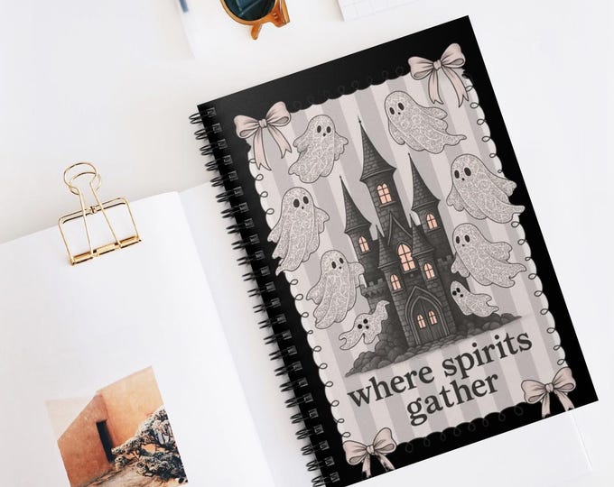 Vintage Halloween Spiral Notebook: Where Spirits Gather - Ruled Line Journal for Spooky Stationery Lovers