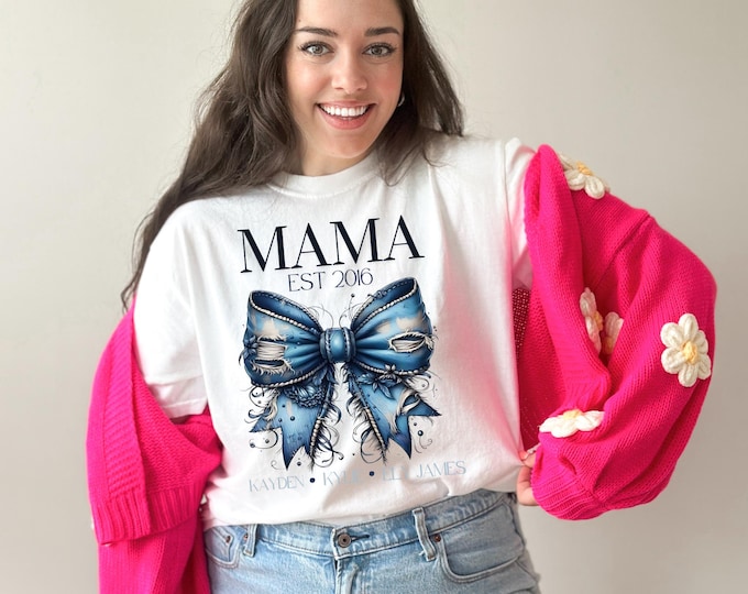 Personalized Mama Established Tee: Family Reunion Gift, Mother's Day Shirt, Stylish Graphic Top