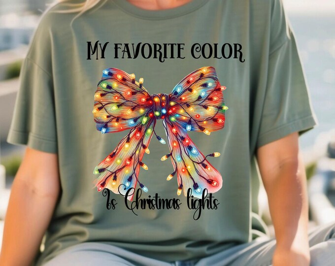Parody Personalized Christmas Lights T-Shirt: Festive Holiday Bow Graphic Apparel for Cheerful Celebrations