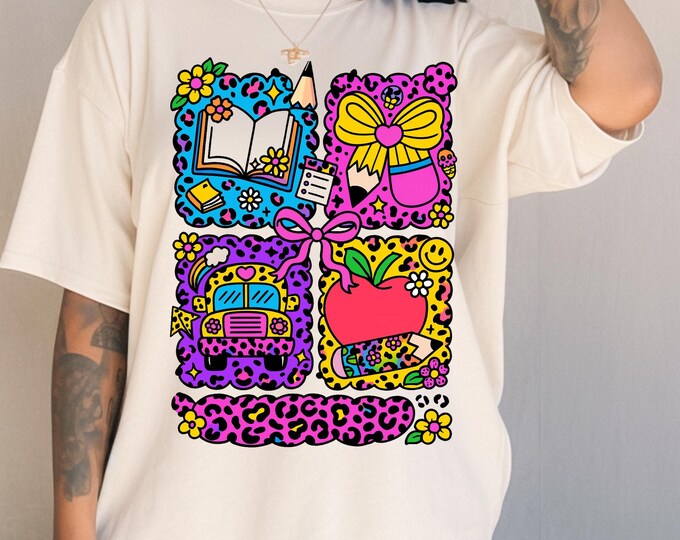 Vibrant Unisex Cotton Tee: Playful Design for Students & Teachers - Ideal Back-to-School Gift