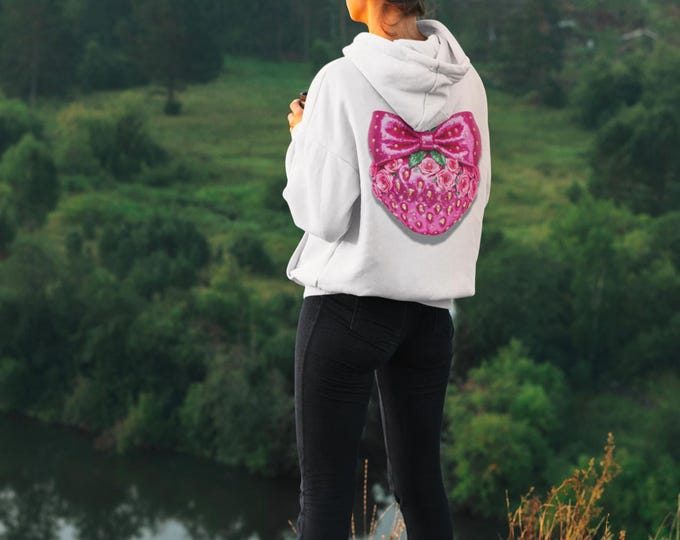 Strawberry Hoodie: Sparkly Fruit Design with Rose Gold Bow