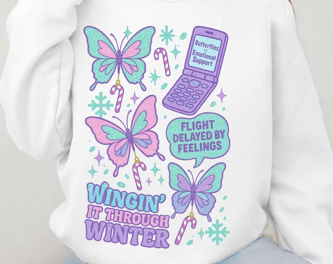Butterfly Vibes Crewneck: Cozy winter Fashion for Nature Lovers, Comfortable Unisex Seasonal Apparel