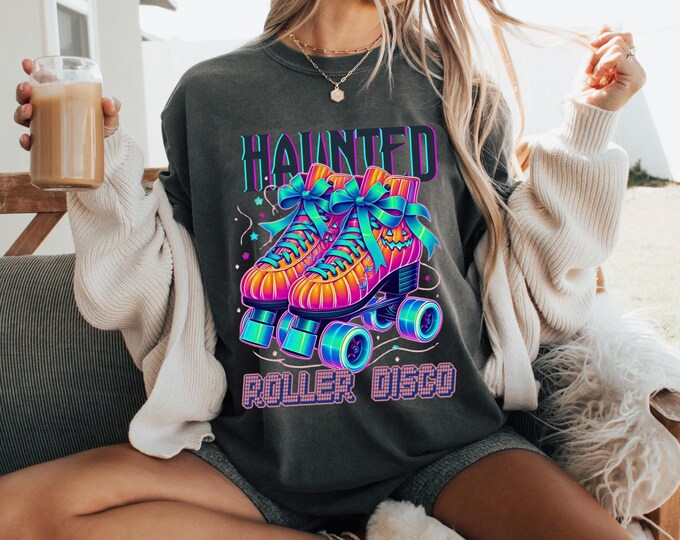 Parody Haunted Roller Disco Tee: Retro Skate Style for Halloween Parties & Spooky Summer Vibes