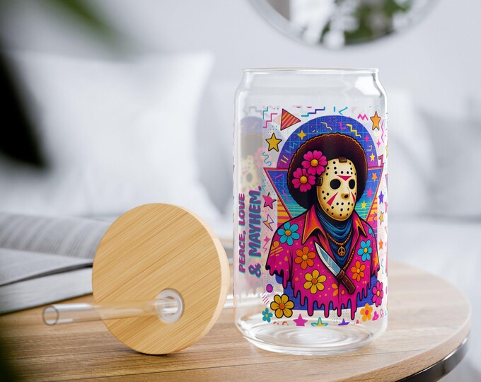 Parody Vibrant Sipper Glass | Colorful Skull Design, Ideal for Parties, Decor, Dia de los Muertos, Summer Sip, Giftable Beverage Container