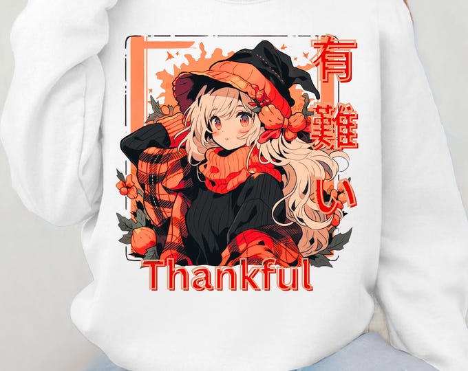 Anime Lover's Thanksgiving Parody Crewneck: Cozy Fall Sweatshirt for Casual Wear
