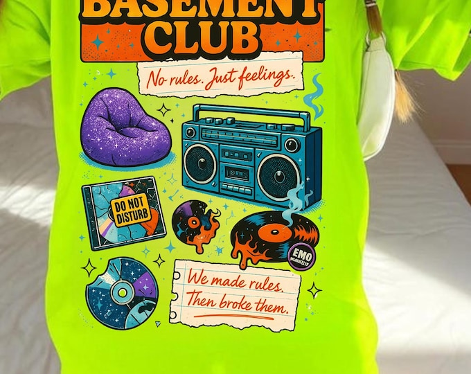 Retro Music Basement Club Tee | Vintage-Style Festival Shirt for Music Lovers | Unisex Casual Apparel