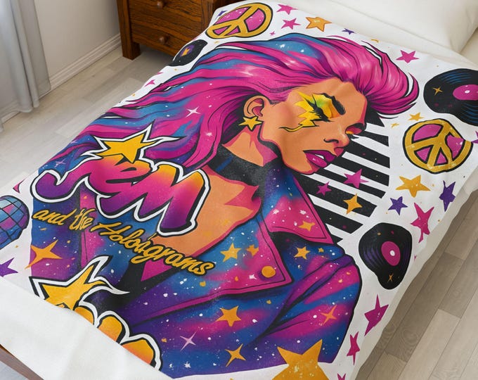 Jem and the Holograms Plush Blanket: 80s Retro Throw Blanket
