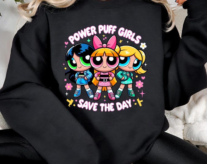 Parody Superhero Trio Save the Day Sweatshirt - Fun and Colorful Cartoon Apparel