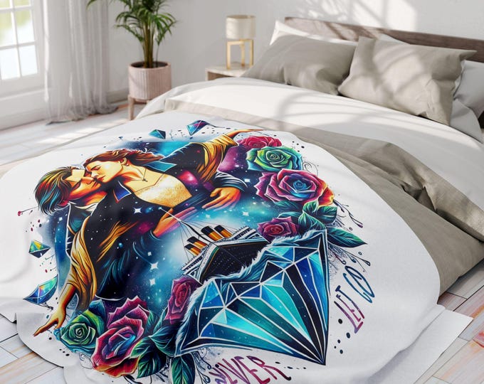 Parody Titanic Romance Fleece Throw: Cozy Movie-Inspired Decor for Bedroom, Valentine's Gift