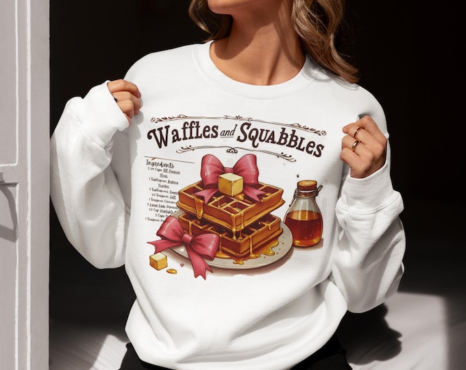Parody Witty Breakfast-Themed Unisex Long Sleeve Shirt: Waffles and Squabbles, Pancakes and Panic Attacks