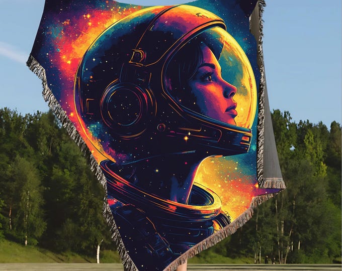 Personalized Astronaut Blanket: Space-Themed Galaxy Throw for Women, Celestial Bedroom Decor Gift