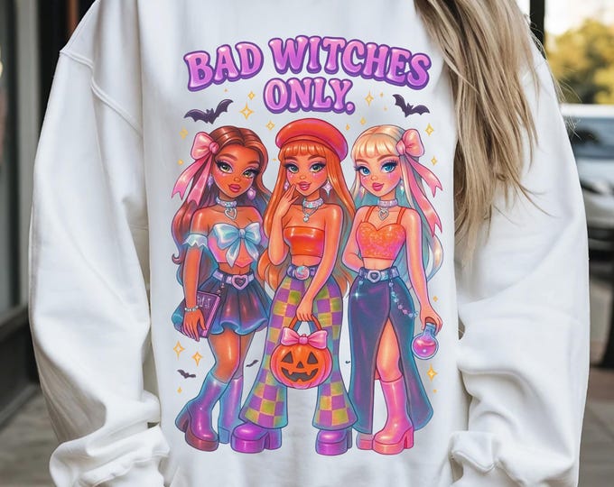 Bad Witch Vibes Unisex Crewneck Sweatshirt - Halloween Witchy Fashion Gift for Outsiders