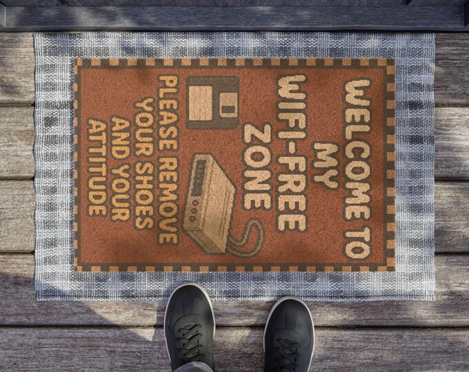 WiFi-Free Zone Coir Doormat: Funny Housewarming Welcome Mat