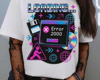 Camiseta gráfica Retro Error 2000 - Camiseta unisex vintage Y2K