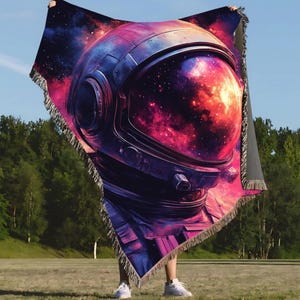 Cosmic Parody Woven Blanket: Starry Space Tapestry Throw for Astronomy Lovers & Celestial Decor