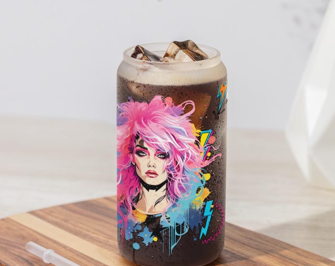 Parody Personalized 16oz Jem and the Holograms Parody Sipper Glass - Retro 80s Cartoon Fan Gift