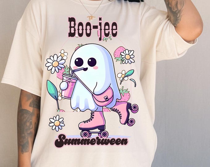 Parody Boo-jee Summerween Ghost Beach Tee: Spooky Summer Shirt, Funny Halloween in July Unisex Gift