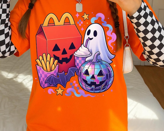 Parody Halloween Ghost & Fry Unisex Tee: Spooky Season Graphic Shirt, Whimsical Fall Apparel, Fun Party Gift