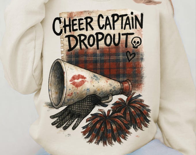 Funny Cheer Captain Dropout Crewneck | Cozy Fall Streetwear Gift for Graduates & Enthusiasts