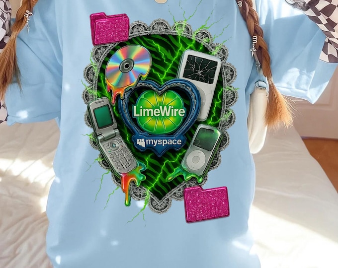Nostalgic LimeWire Graphic Tee: Retro Unisex Cotton Shirt for Tech & Music Lovers, Vintage Style