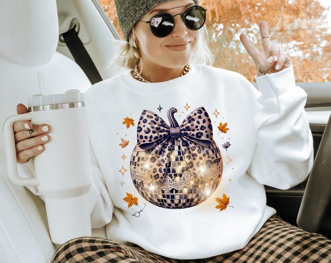 Leopard Print Pumpkin Thanksgiving Sweatshirt: Cozy Fall Crewneck
