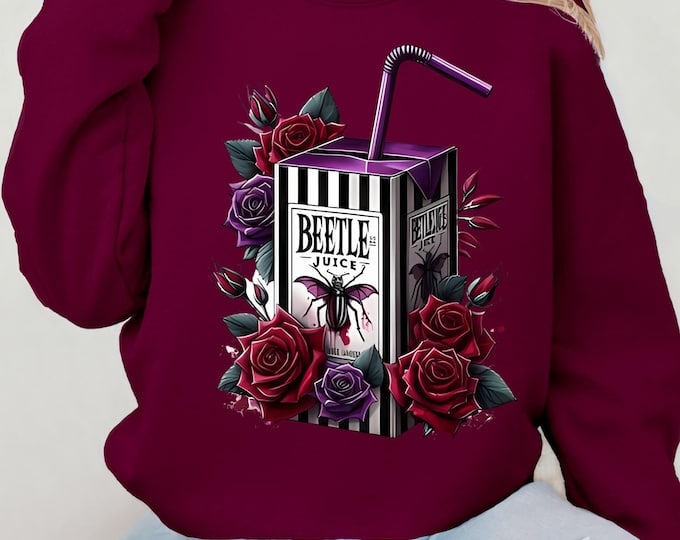 Parody Beetlejuice-Inspired Unisex Crewneck: Cozy Halloween Movie Sweatshirt, Vintage Fashion Gift