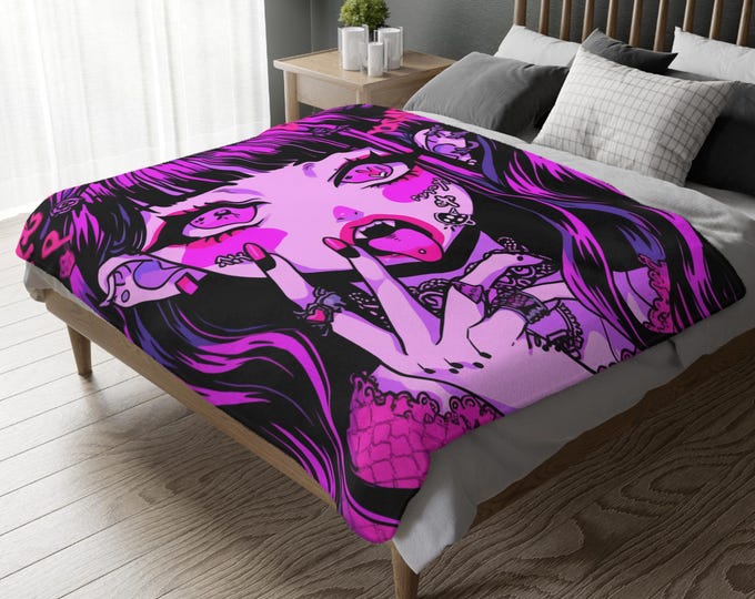 Parody Gothic Pink Velveteen Microfiber Throw Blanket: Cozy Aesthetic Home Decor Gift for Birthdays & Housewarming