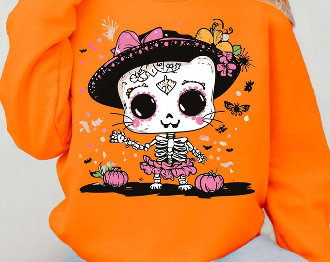 Parody Day of the Dead Sugar Skull Crewneck Sweatshirt: Unisex Halloween Fashion for Cozy Fall Essentials
