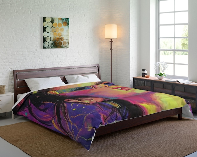 Neon Rave Comforter: Y2K Party Girl Polyester Bedding