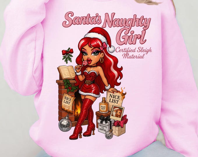 Santa's Naughty List Sweatshirt: Festive Holiday Crewneck for Women, Funny Christmas Apparel Gift