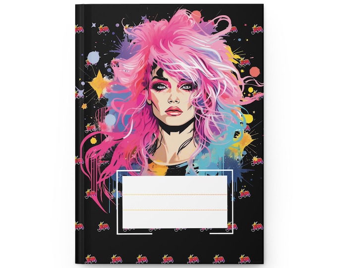 Parody Personalized 80s Jem Hologram Hardcover Journal - Retro Matte Notebook for Nostalgic Writing Gift