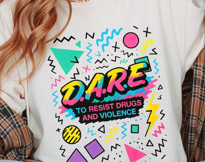 Parody Vintage D.A.R.E. Garment-Dyed T-Shirt: Retro Drug Awareness Graphic Tee for Teens and Adults