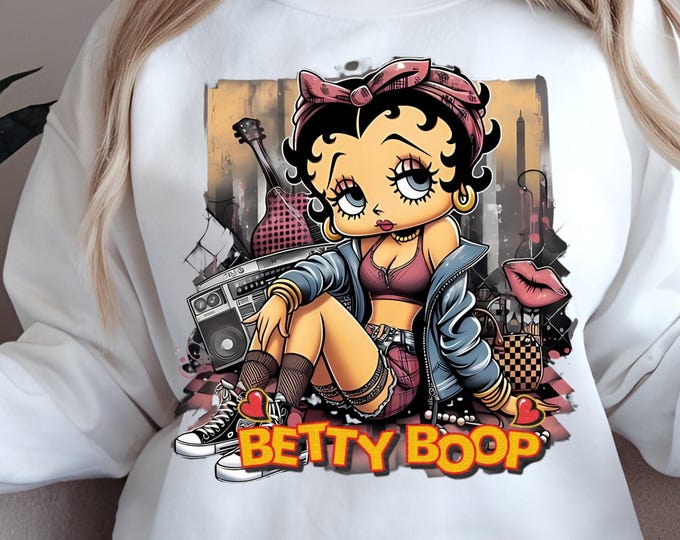 Betty Boop Embroidered Sweatshirt: Urban Streetstyle Pullover