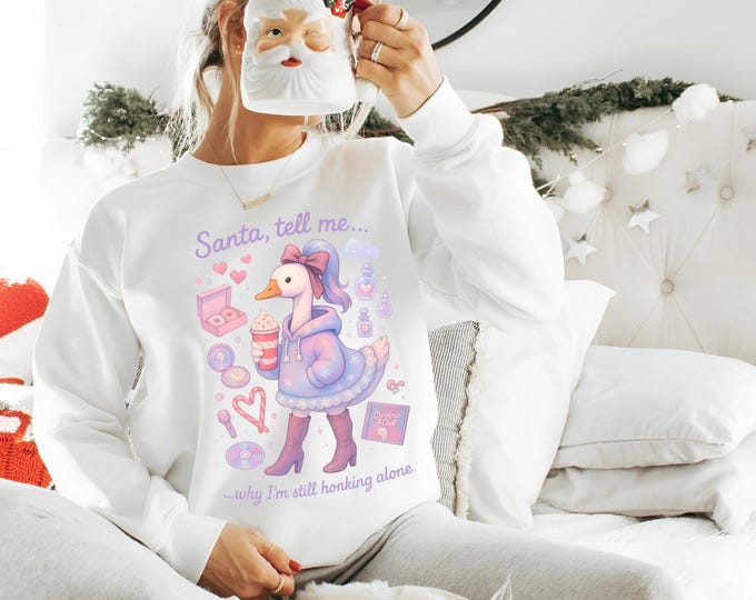 Festive Goose Christmas Sweatshirt: Funny Holiday Parody Jumper, Unisex Crewneck Pullover Gift