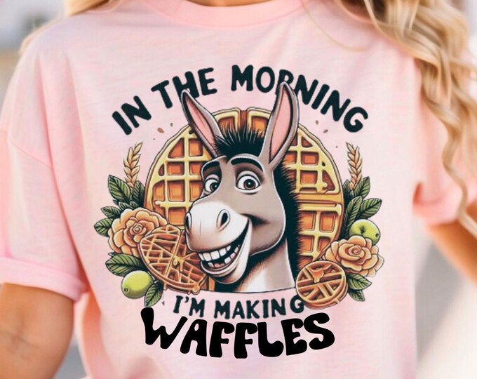 Parody Personalizable Morning Waffles Donkey Sweatshirt - Fun and Cozy Cartoon Apparel