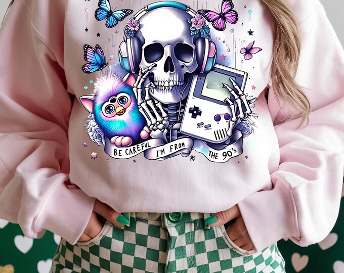 Edgy Skull & Butterfly Crewneck: Goth Gamer Hipster Sweatshirt - Unique Unisex Fashion Gift