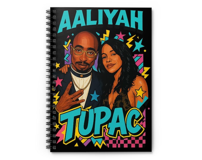 Parody Colorful Music Icon Spiral Notebook - Ruled Line Journal | Vintage Hip Hop Inspired Stationery Gift
