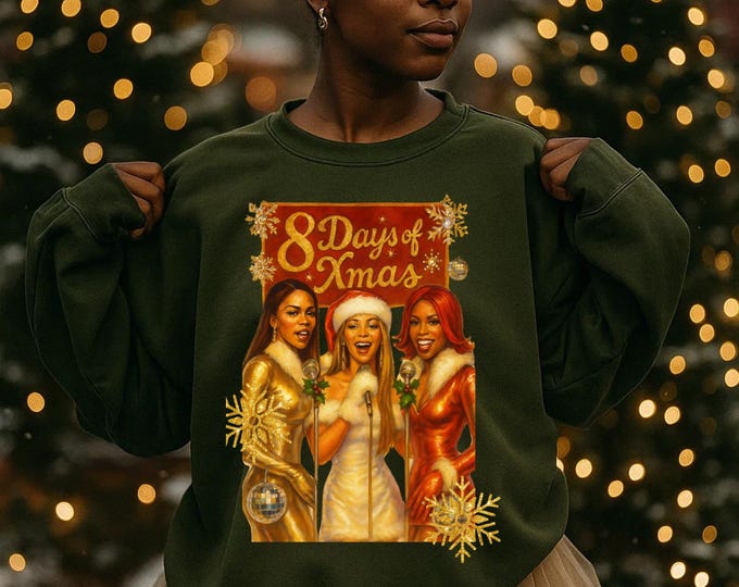 Y2K R&B Holiday Sweatshirt: 8 Days of Christmas Parody Inspired by Destiny's Child