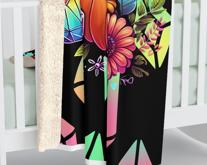 Parody Personalizable Cozy Hippie Crystal Sherpa Blanket - Boho Chic Gemstone Design”