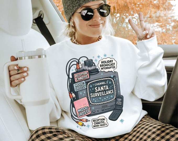 Santa Surveillance Crewneck: Festive Holiday Sweatshirt for Quirky Christmas Outfit Lovers