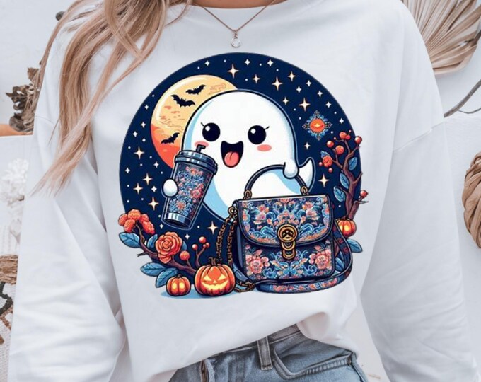 Parody Whimsical Ghost Crewneck Sweatshirt: Cozy Halloween Fashion for Unisex Fall Style