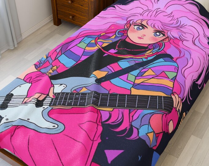 Parody Retro 80s Velveteen Plush Blanket: Music-Themed Cozy Decor for Bedroom | Glamorous Gift for Fans