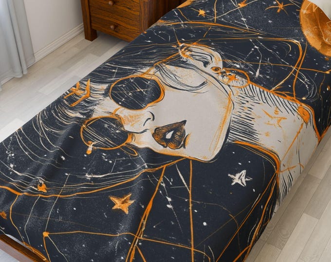 Parody Celestial Velveteen Throw: Cosmic Dreams Plush Blanket for Space Enthusiasts & Stargazers