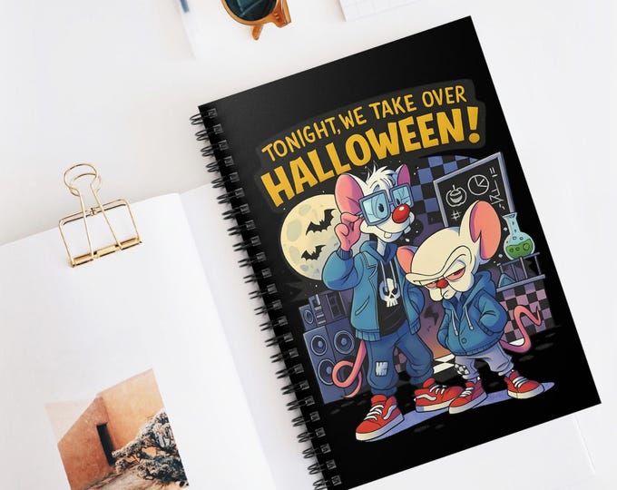 Parody Spooky Halloween Spiral Notebook, Creative Journal, Cute Mouse Design, Back to School Supplies, Unique Gift for Kids