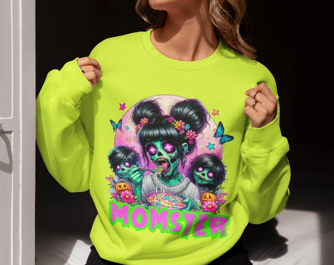 Personalized Momster Sweatshirt: Spooky Halloween Crewneck Jumper