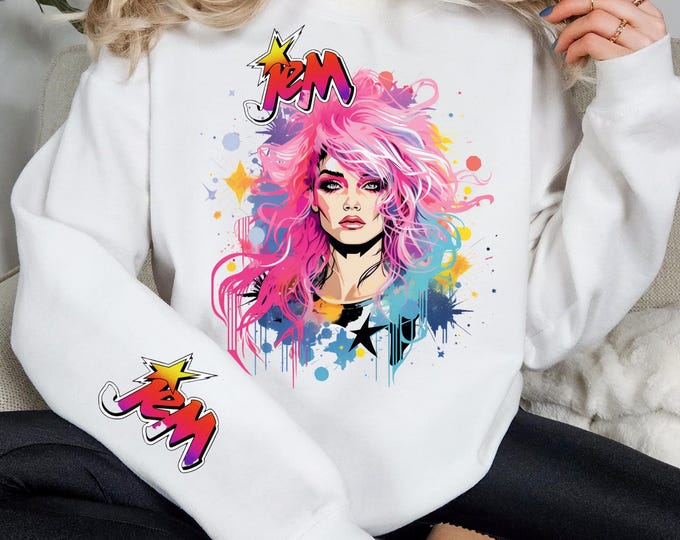 Parody Personalizable Jem and the Holograms Parody Sweatshirt - Retro 80s Cartoon Apparel