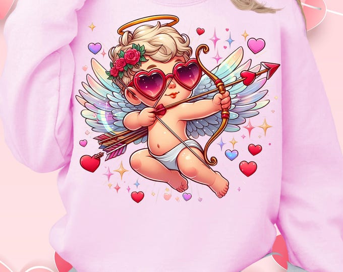 Funny Cupid Arrow Valentine's Day Sweatshirt - Unisex Heart Design Jumper for Love-Themed Parties