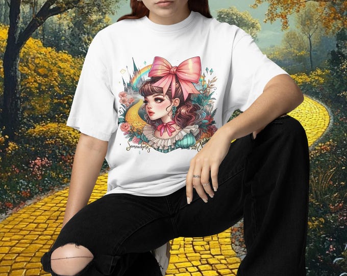 Whimsical Vintage Girl Graphic Tee - Unisex Bohemian Cartoon Art T-Shirt, Cute Gift for Fashion Lovers