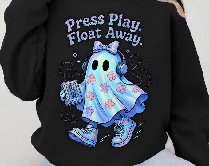 Ghostly Unisex Holographic Floral Coquette Sweatshirt - Unique Halloween Fashion Top