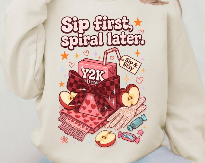 Sip First, Spiral Later: Cozy Unisex Coffee Lover's Crewneck Sweatshirt for Casual Fall Fashion